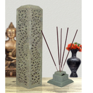 Soapstone Cone Burner Incense Stick Holder Tower Pillar Candle Holder Meditation Decor Housewarming Gift