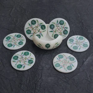 Marble Coasters Set Inlay Malachite Stone