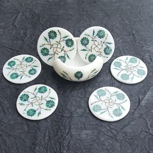 Marble Coasters Set Inlay Malachite Stone