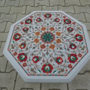 Marble Inlay Table Top / Luxury Home Décor / Living Room / Indoor and Outdoor / White Marble Table Top