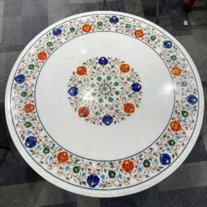 Marble table top inlaid with semi-precious stone Round coffee table, Round dinning table, din table for home and office