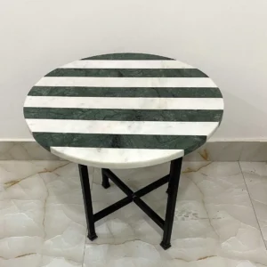 Marble Table Top, Green & White Marble Coffee Table, Center Table ,Marble Side Table top Living Room Table with Stand