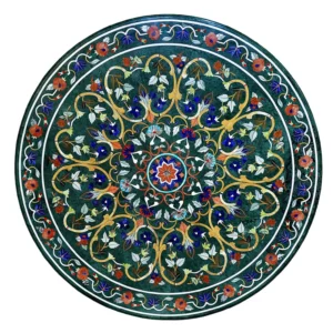 Marble Round Green Top Dining Table Multi Precious Stones Marquetry Inlay Home & Garden Decors round dinning table round coffee table