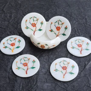 Coasters Set Marble Inlay Art Handmade New Home Gifts