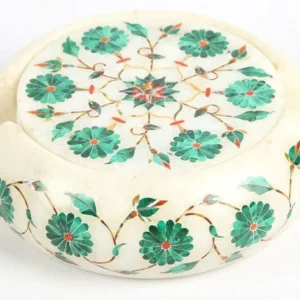 Marble Coaster Set Handmade Malachite Work Inlay work Home Decorative Gifts