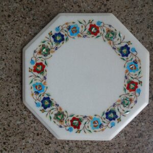 Marble Inlay Table Top / Luxury Home Décor for Living Room / Indoor and Outdoor / Taj Mahal White Marble