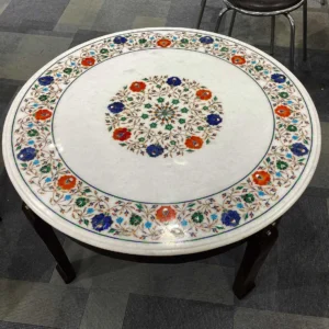 Marble table top inlaid with semi-precious stone Round coffee table, Round dinning table, din table for home and office