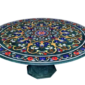 Marble Round Green Top Dining Table Multi Precious Stones Marquetry Inlay Home & Garden Decors round dinning table round coffee table